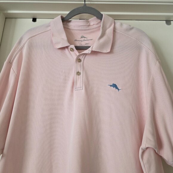 Tommy Bahama Men XXL Polo Shirt Short Sleeve Pink Supima Cotton Polyester - Picture 2 of 8